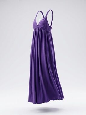 (Plus Size) Purple Maxi Dress with Braided Straps.